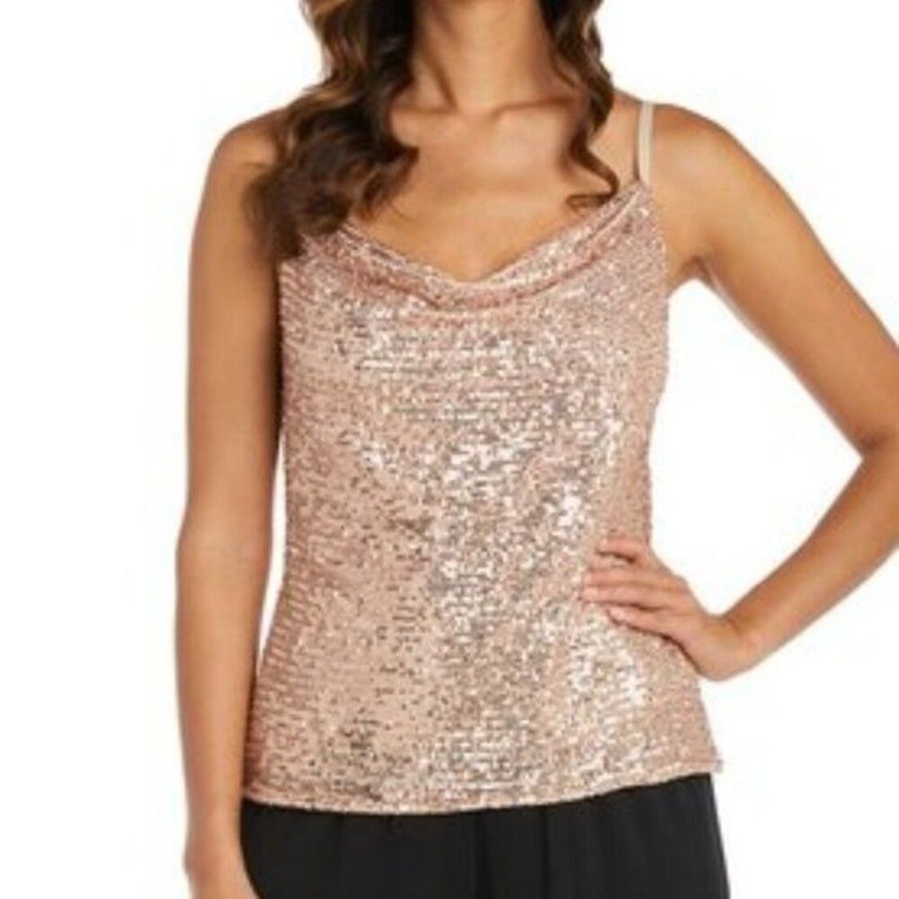New R & M RICHARDS Nightway Sequined Top In Gold - Picture 1 of 8